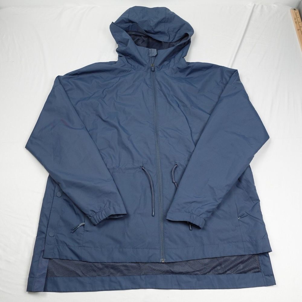 Champion Windbreaker Hoodie Women L Full Zip Mesh Lined Pocket Long Sleeves Blue